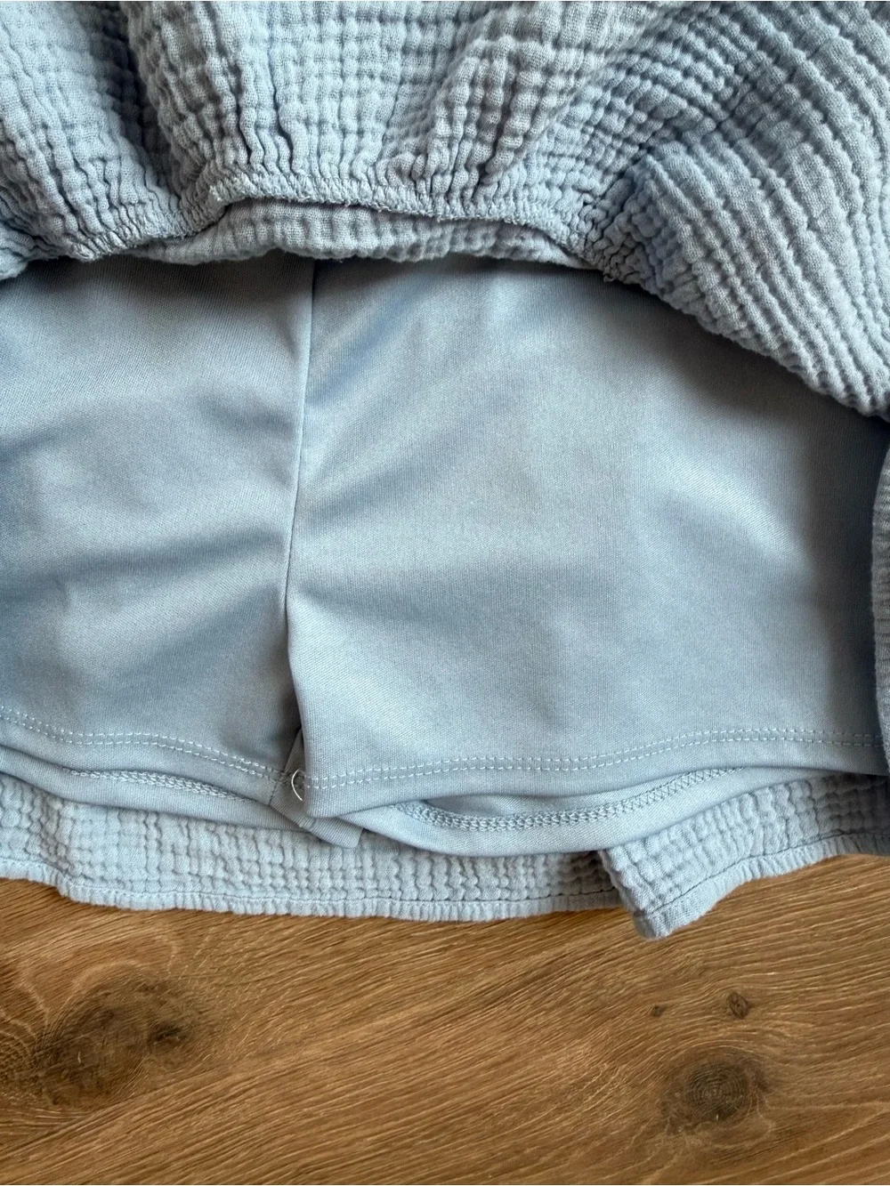 Light Blue Gauze Two-Piece Set - Button Front Crop Top & Skort